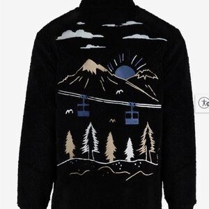 Express Black Scenic Zip-Up Sweater